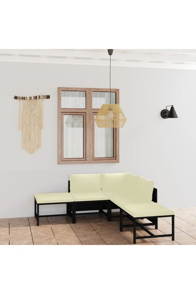 Concept Set mobilier de grădină cu perne, 6 piese, negru, poliratan
