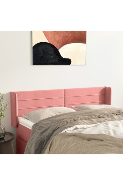 Concept Tăblie de pat cu aripioare roz 147x16x78/88 cm catifea