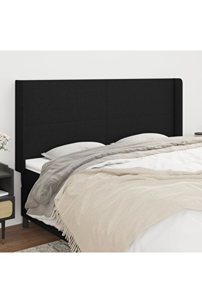 Concept Tăblie de pat cu aripioare, negru, 203x16x118/128 cm, textil