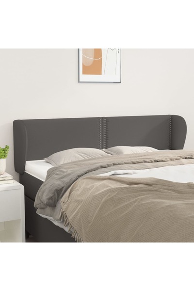 Concept Tăblie de pat cu aripioare gri 147x23x78/88 cm piele ecologică