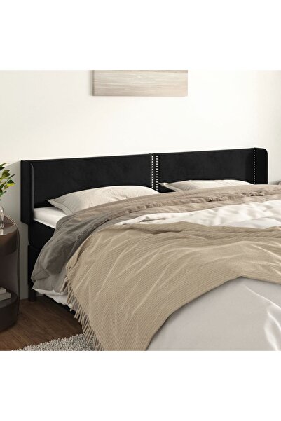 Concept Tăblie de pat cu aripioare negru 183x16x78/88 cm catifea