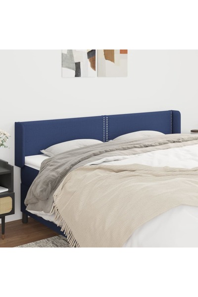 Concept Tăblie de pat cu aripioare, albastru, 203x16x78/88 cm textil