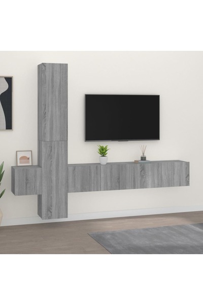 Concept Set dulapuri TV, 5 piese, gri sonoma, lemn prelucrat