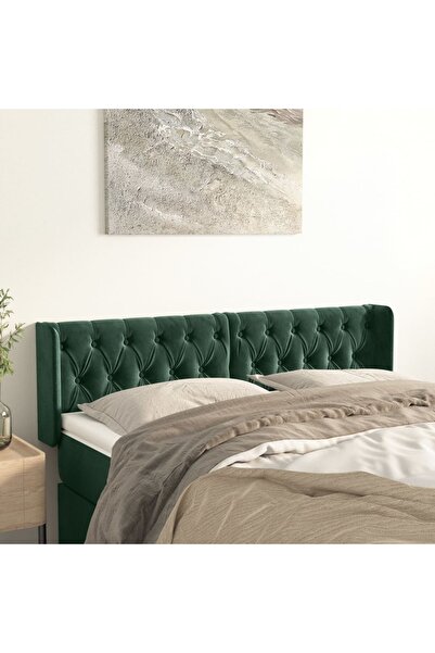 Concept Tăblie de pat cu aripioare verde închis 163x16x78/88 cm catifea