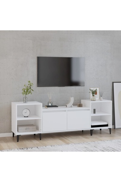 Concept Comodă TV, alb, 160x35x55 cm, lemn prelucrat