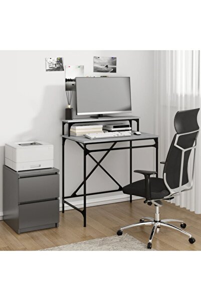 Concept Birou, gri sonoma, 80x50x90 cm, lemn prelucrat și fier