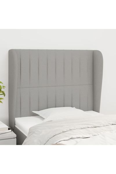 Concept Tăblie de pat cu aripioare gri deschis 83x23x118/128 cm textil