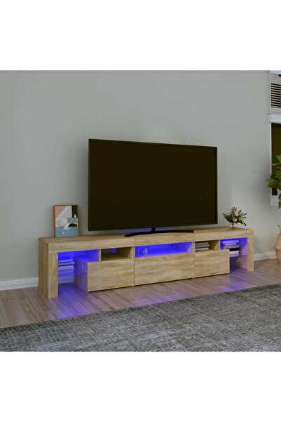 Concept Comodă TV cu lumini LED, stejar sonoma, 200x36,5x40 cm