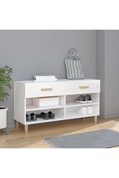 Concept Pantofar, alb extralucios, 102x35x55 cm, lemn compozit