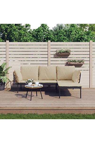 Concept Set mobilier de grădină cu perne bej, 3 piese, poliratan