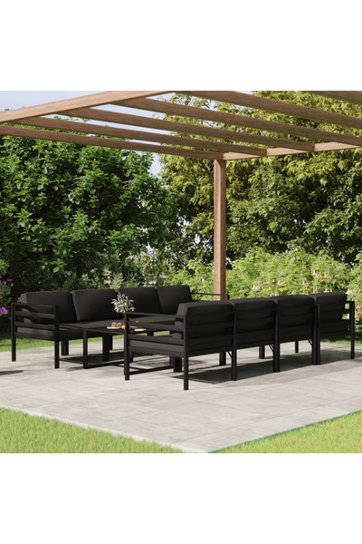 Concept Set mobilier de grădină cu perne, 9 piese, antracit, aluminiu