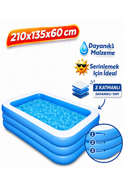 210X135X60cm Inflatable Pool Large Size Rectangular Outdoor Indoor Swimming Pools For Family And Children