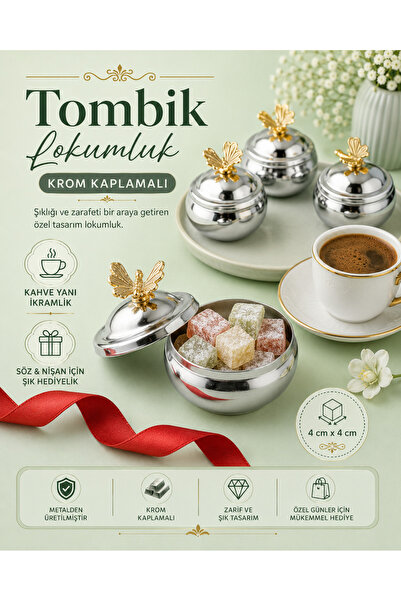 Fiyakalı Ürünler Atölyesi 6'lı Gümüş Kelebekli Tombik Lokumluk, Çay ve Kahve ...