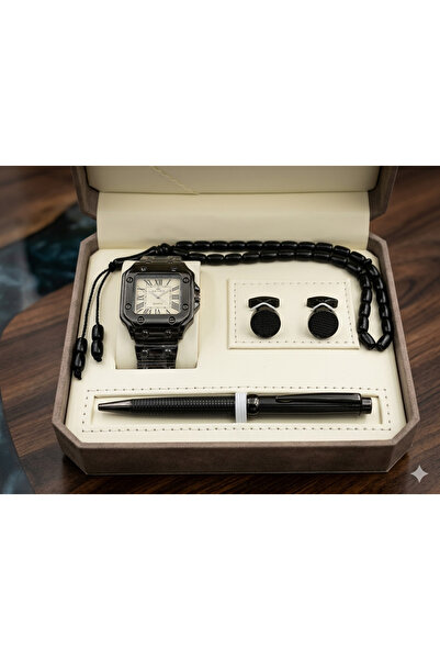 GIFT طقم هدايا رجالي فخم – ساعة يد، قلم، أزرار أكمام، ومسبحة | أناقة وفخامة ل...