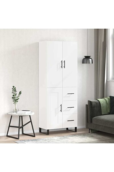 Concept Dulap înalt, alb, 69,5x34x180 cm, lemn compozit