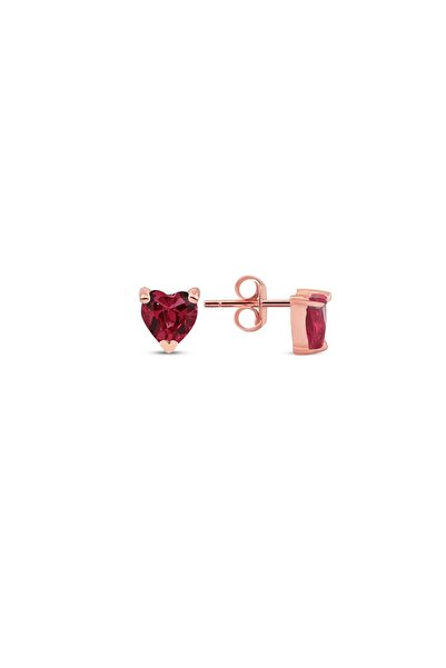 SUNSHINE 925 Ayar Rose Kaplamalı Kalp Kesim Mavi Cam Taşlı Gümüş Küpe