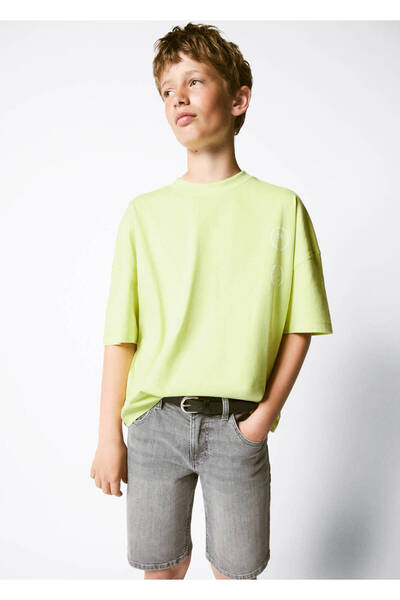 MANGO Kids Düz denim Bermuda şort