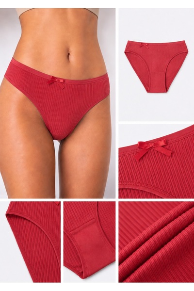 farfan Women's Ribbed Bikini Panties 4-Pack Thin Waist Striped Soft Stretchy ...