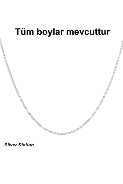Silver Station 925 Ayar Gümüş Kolye Düz Zincir Kolye 40-45-50-55-60-75 cm
