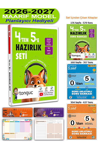 Tonguç Yayınları 5. Sınıf 4 ten 5 e Hazırlık Seti - Yaz Tatili Tüm Dersler Ko...