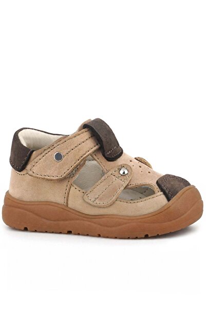Rakerplus Genuine Leather Sand Color Velcro Baby Sandals