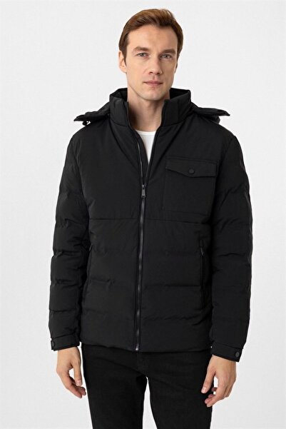 SÜVARİ Siyah Slim Kapitone Mont