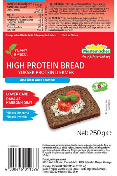 Mestemacher Protein Ekmeği 250 gr / Alman Ekmeği