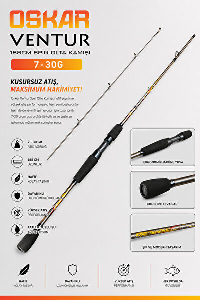 Oskar Ventur 168cm Spin Olta Kamışı 7-30g
