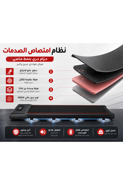 Generic جهاز مشي منزلي قابل للطي بسرعة 1-8 كم/ساعة، يدعم وزن 120 كجم مع شاشة ذكية لون ازرق