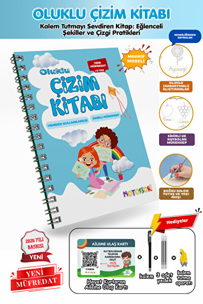 motossori Çizmeyi Öğreten Oluklu (Kabartmalı) Kitabı | Sihirli Yazı Defterler...
