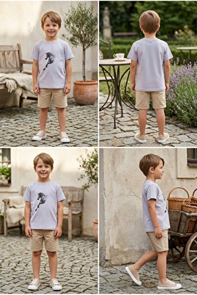 meyastore Boy's T-Shirt with Horse Illustration Print