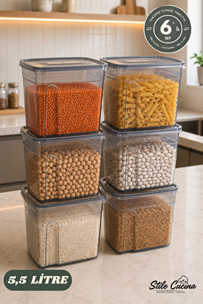 Stile Cucina 6-Piece Advantageous Set Strip Mega Size Food Storage Container ...