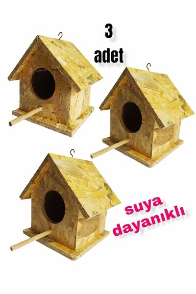 değerli hobi Wooden Bird's Nest Bird House Outdoor 3 Pieces