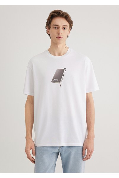 Mavi Printed White T-Shirt Loose Fit / Comfortable Loose Cut 0612483-620