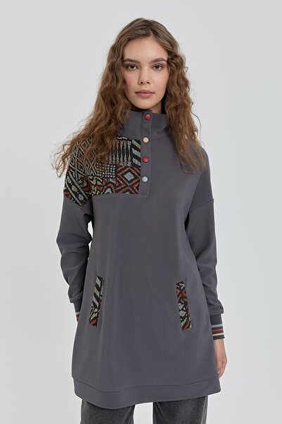 Nihan Garnili High Collar Sweatshirt - Smoked