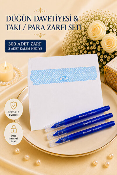 BERAYE 300 Adet Beyaz Takı / Para Zarfı