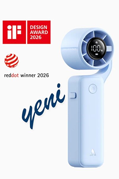 Aecooly PF04 Dijital LED Göstergeli 5 Kademeli Portatif Soğutucu El Fanı Mavi