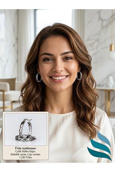 Bylin أقراط دائرية كبيرة من الفولاذ الجراحي بتصميم قلب - قطر داخلي للحلقة 24 ...