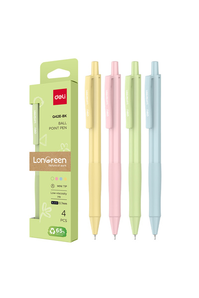 Deli SET DE 4 PIXURI CU MECANISM DE 0.7MM, CU CORP PASTEL, NEGRU LONGREEN, DI...