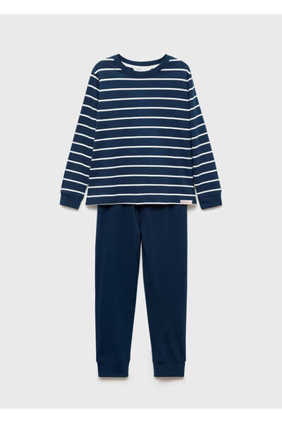 MANGO Kids Costum lung de pijama cu dungi