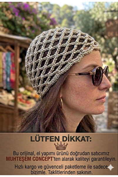 Muhteşem Concept Simli File Örgü Bandana – Şık Bohem Yazlık Bere