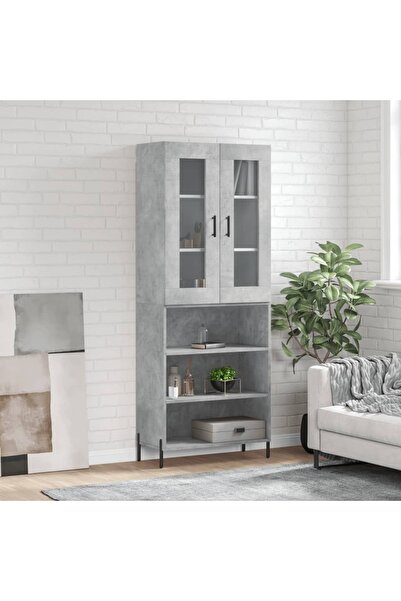 Concept Dulap înalt, gri beton, 69,5x34x180, lemn compozit