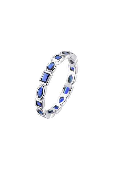 Lisa&Co. Inel Argint Mosaic Blue 56 mm / Argint placat cu rodiu / Zircon alba...