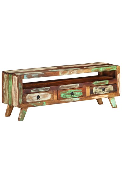 Concept Comodă TV, 110x30x40 cm, multicolor, lemn masiv reciclat