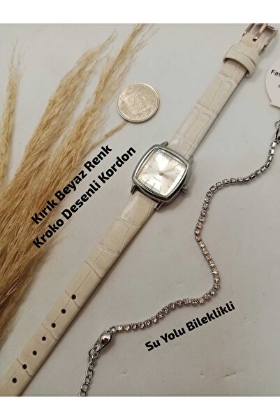 Brality ساعة يد نسائية بتصميم كلاسيكي عتيق، سوار باللون الأبيض، هيكل فضي اللو...