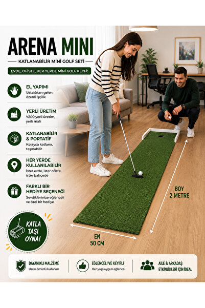 Anatolian Arena Mini Modeli Katlanabilir Mini Golf Seti | Portatif Ev ve Ofis...