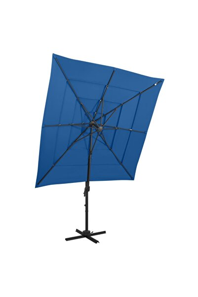 Concept Umbrelă de soare 4 niveluri, stâlp aluminiu, azuriu, 250x250 cm