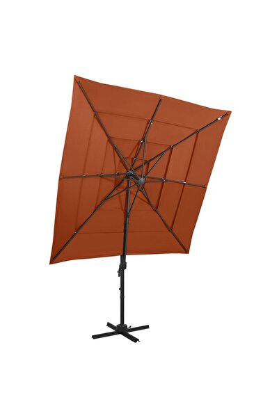 Concept Umbrelă de soare 4 niveluri stâlp aluminiu cărămiziu 250x250 cm