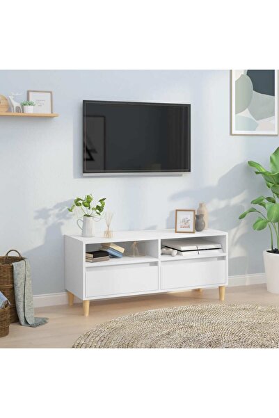 Concept Comodă TV, alb, 100x34,5x44,5 cm, lemn prelucrat