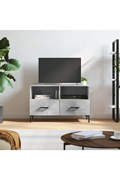 Concept Comodă TV, gri beton, 80x36x50 cm, lemn compozit
